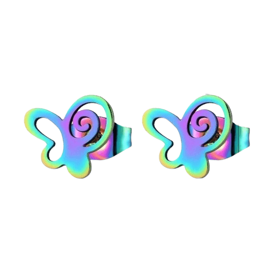 Vlinder oorstekers multikleur staal &acirc;&euro;&ldquo; 9mm open -