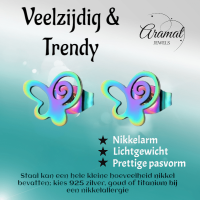 Vlinder oorstekers multikleur staal &acirc;&euro;&ldquo; 9mm open -