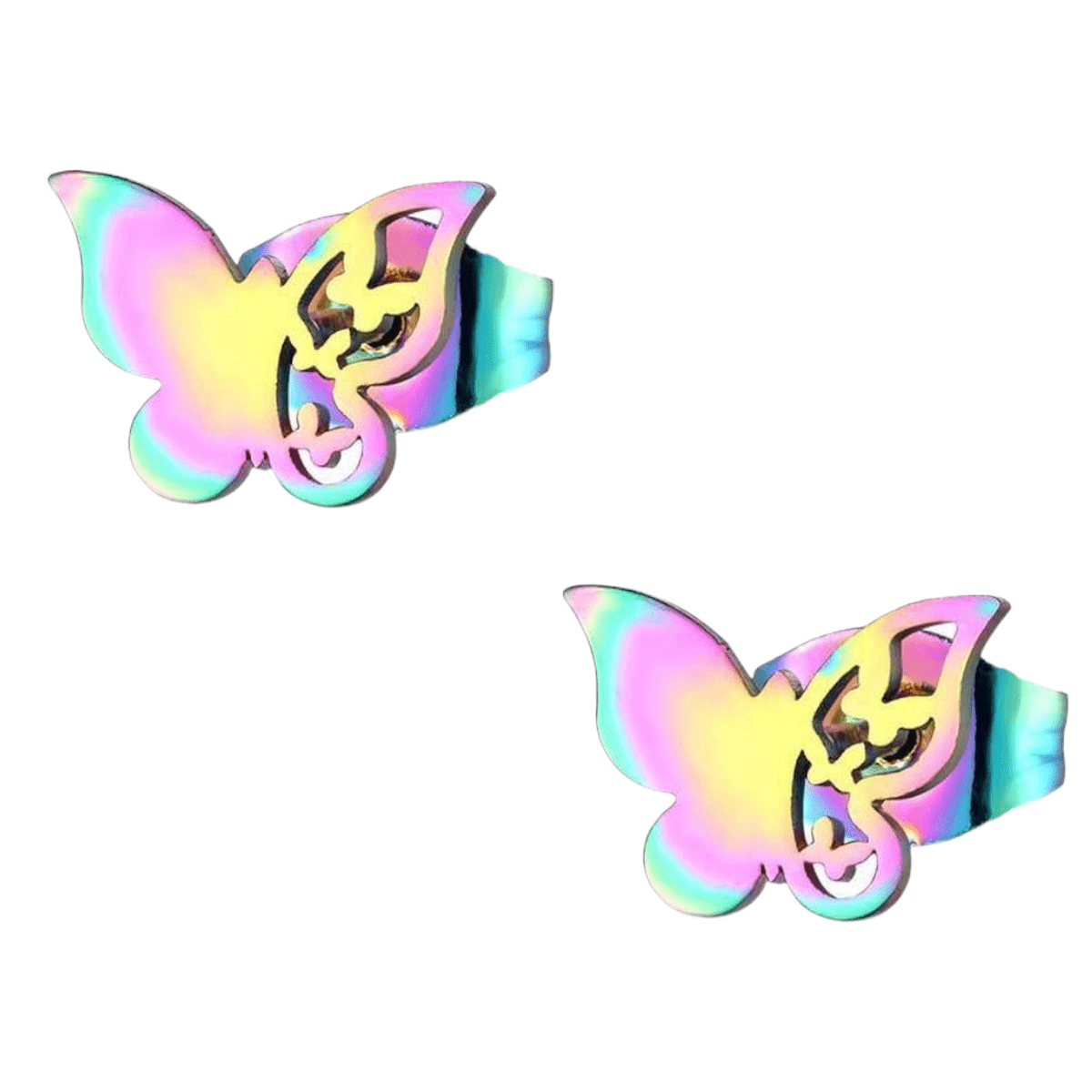 Vlinder oorstekers multikleur &acirc;&euro;&ldquo; 8x10mm uniek design -