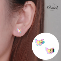 Vlinder oorstekers multikleur &acirc;&euro;&ldquo; 8x10mm uniek design -