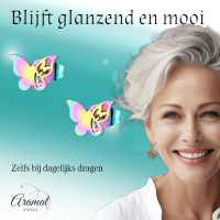 Vlinder oorstekers multikleur &acirc;&euro;&ldquo; 8x10mm uniek design -