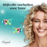 Vlinder oorstekers multikleur staal &acirc;&euro;&ldquo; 6x10mm open -