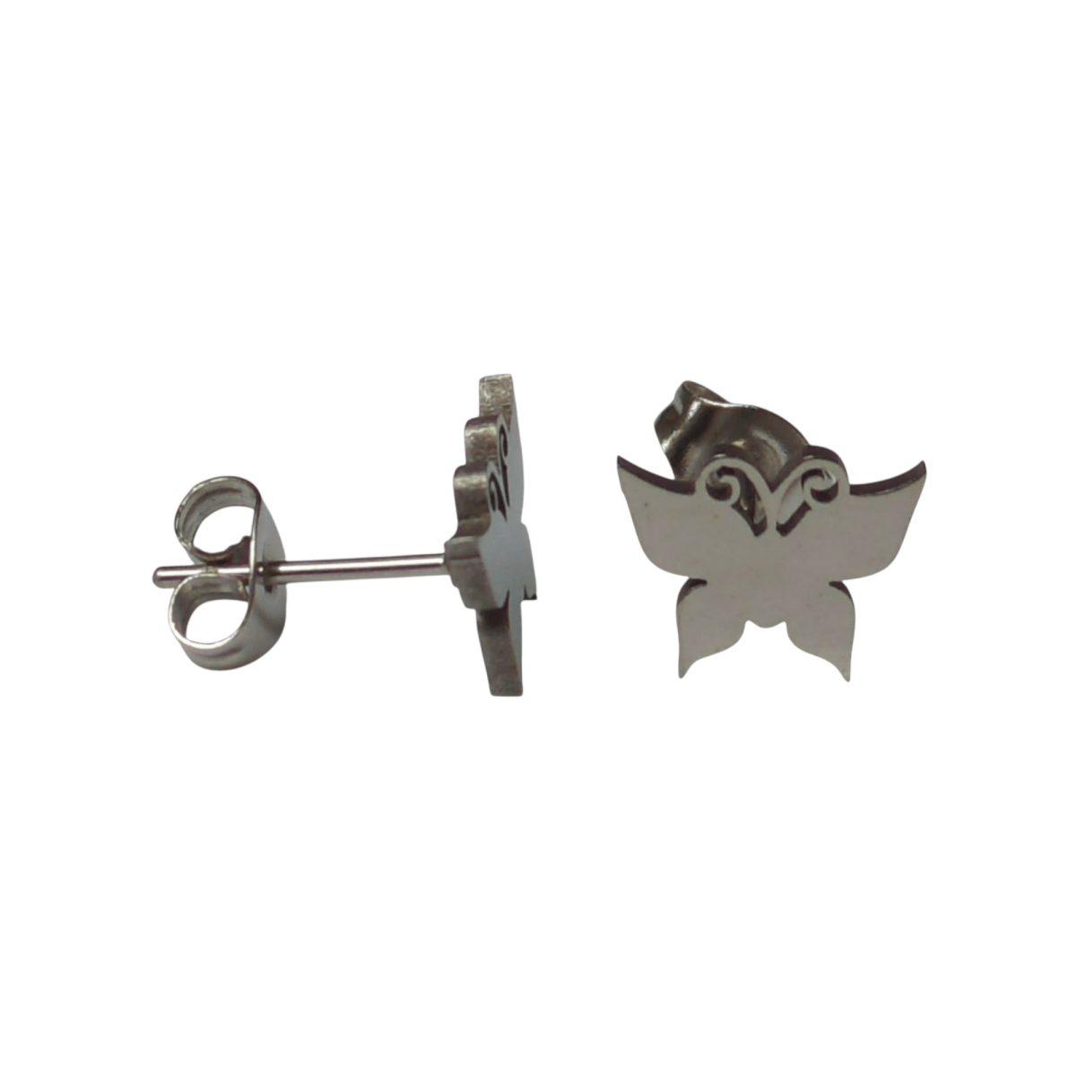Vlinder oorstekers staal &acirc;&euro;&ldquo; zilverkleur 8x10mm dicht -