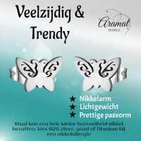 Vlinder oorstekers staal &acirc;&euro;&ldquo; 7x9mm open vleugel -