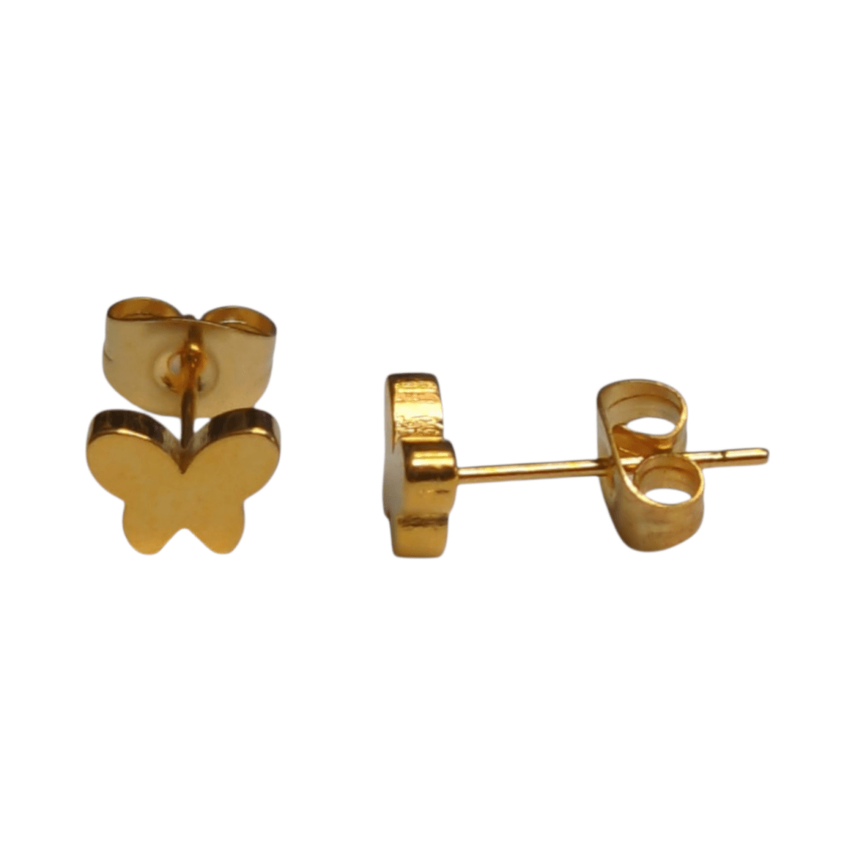 Vlinder oorstekers goudkleur 7x5mm &acirc;&euro;&ldquo; RVS -