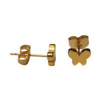 Vlinder oorstekers goudkleur 7x5mm &acirc;&euro;&ldquo; RVS -