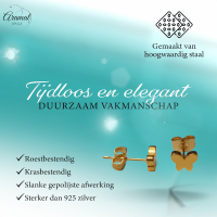 Vlinder oorstekers goudkleur 7x5mm &acirc;&euro;&ldquo; RVS -