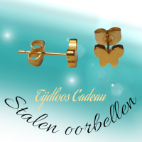 Vlinder oorstekers goudkleur 7x5mm &acirc;&euro;&ldquo; RVS -