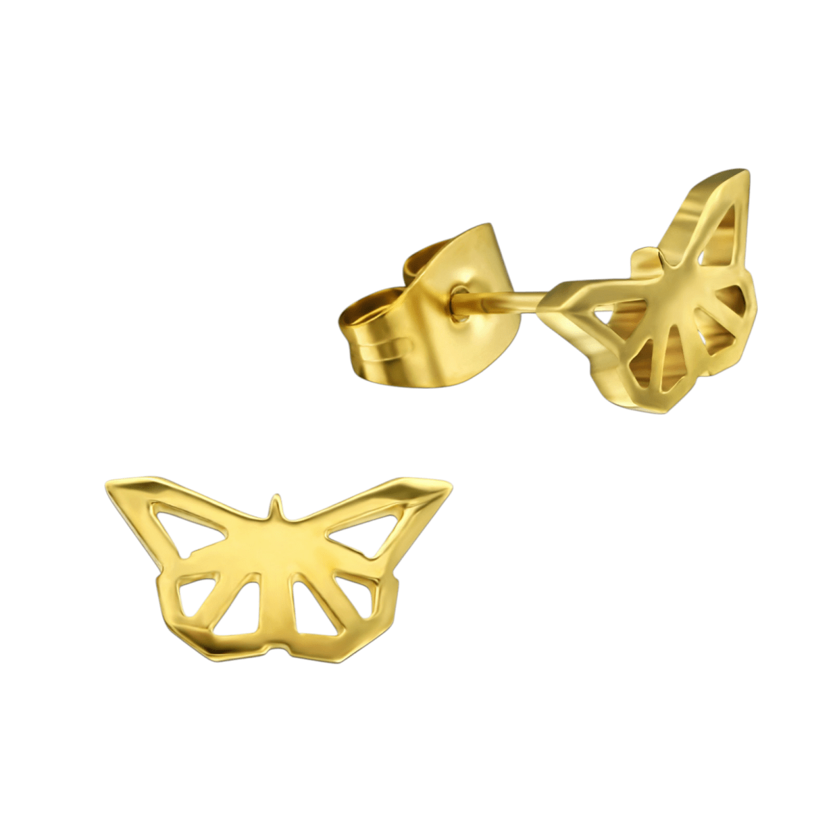 Vlinder oorstekers RVS goudkleur &acirc;&euro;&ldquo; 5x10mm -