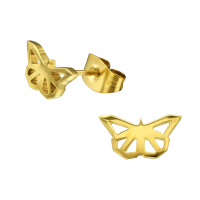 Vlinder oorstekers RVS goudkleur &acirc;&euro;&ldquo; 5x10mm -