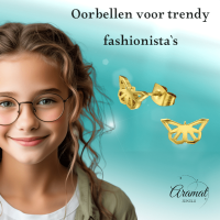 Vlinder oorstekers RVS goudkleur &acirc;&euro;&ldquo; 5x10mm -