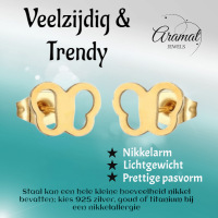 Vlinder oorstekers goudkleurig 5x7 mm -