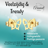 Goudkleurige vlinder oorstekers 9 mm -
