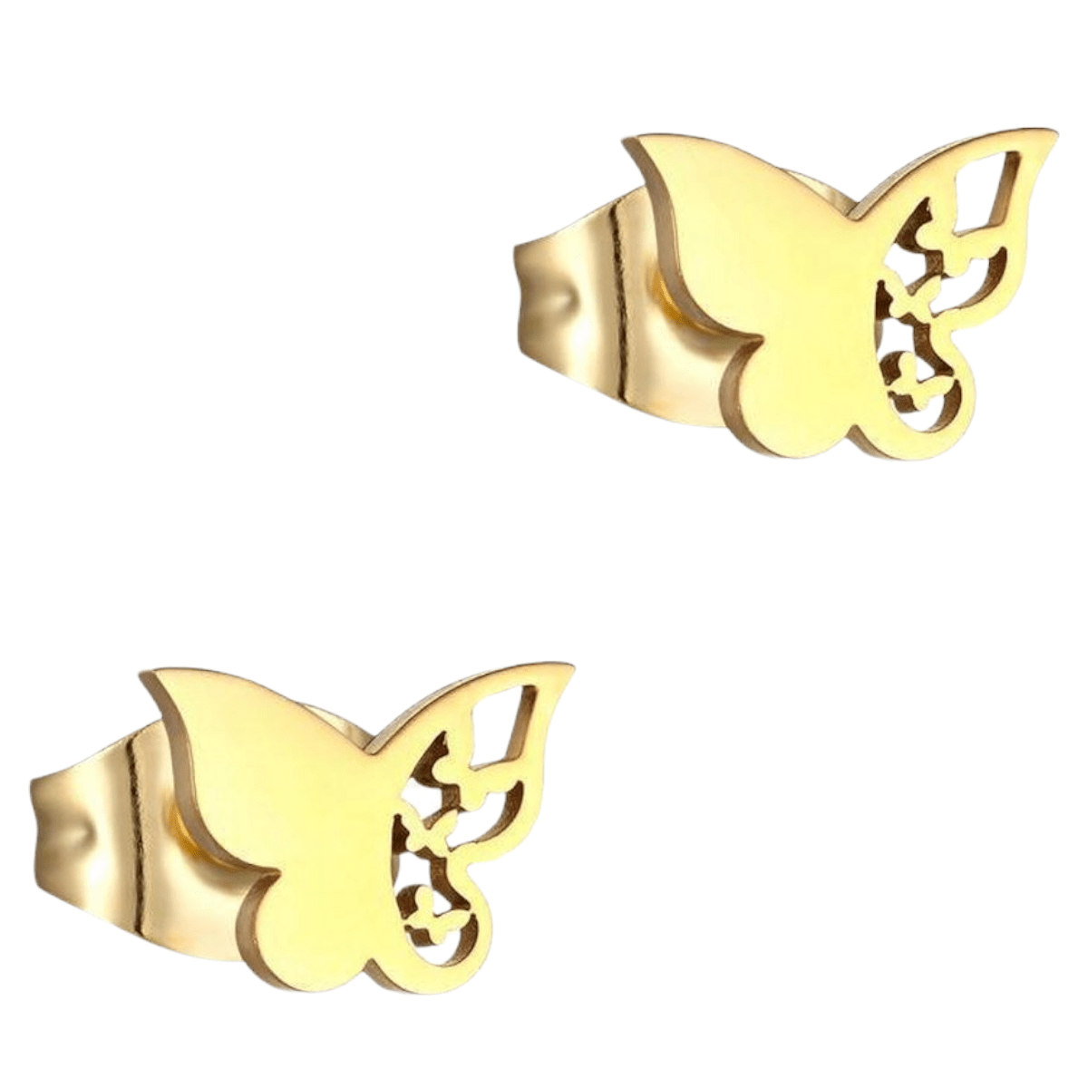 Stalen vlinder oorbellen &acirc;&euro;&ldquo; goudkleur &acirc;&euro;&ldquo; 7x10 mm -