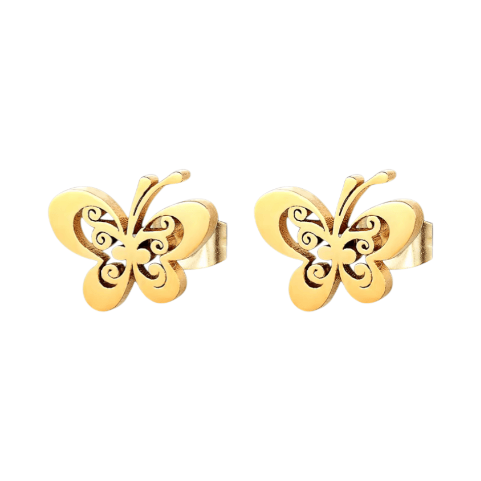 Goudkleurige open vlinder oorstekers 10x8 mm -