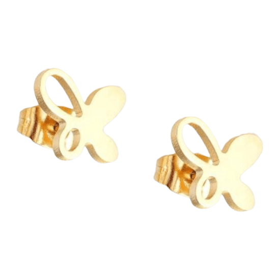 Goudkleurige vlinder oorstekers 9x8 mm -