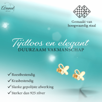 Goudkleurige vlinder oorstekers 9x8 mm -