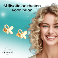 Goudkleurige vlinder oorstekers 9x8 mm -