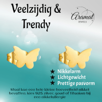 Goudkleurige vlinder oorstekers 11x8 mm -