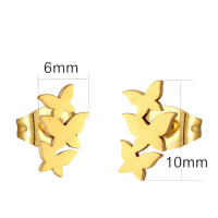 Goudkleurige vlinder oorstekers 10x6 mm -