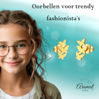 Goudkleurige vlinder oorstekers 10x6 mm -