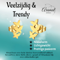 Goudkleurige vlinder oorstekers 10x6 mm -