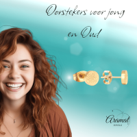 Goudkleurige matte oorstekers 8 mm -