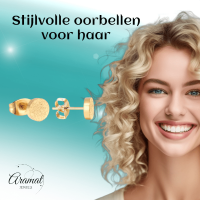 Goudkleurige matte oorstekers 8 mm -