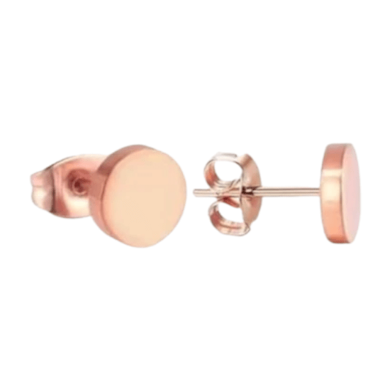 Rosekleurige Ronde Oorstekers RVS 8mm -