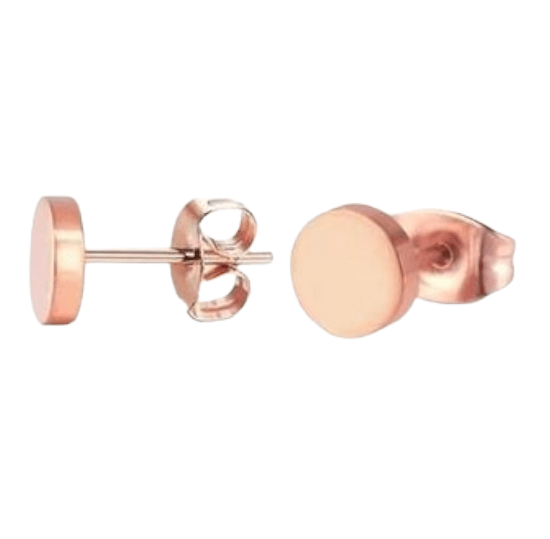 Rosekleurige Ronde Oorstekers RVS 7mm -