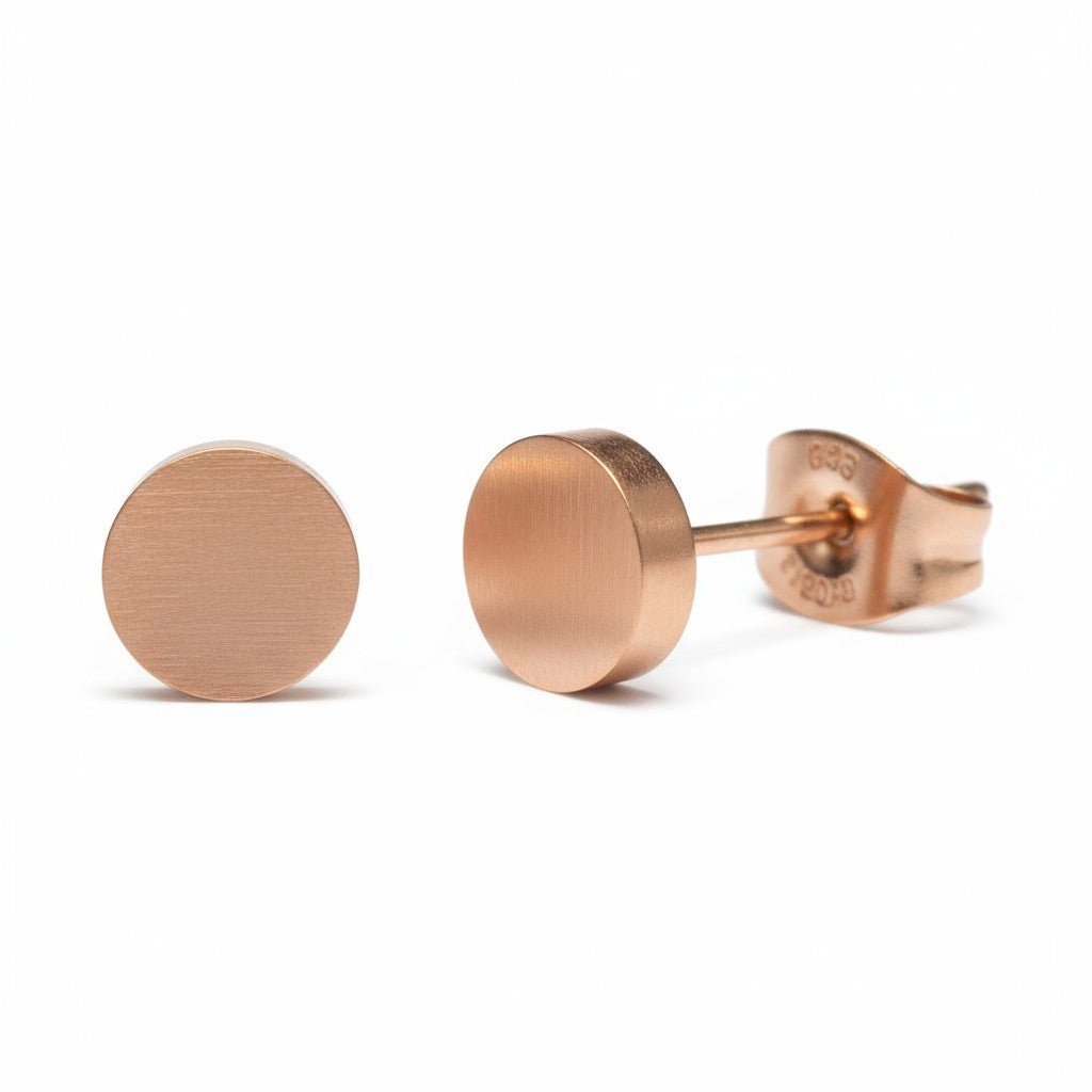 Rosekleurige Ronde Oorstekers RVS 6mm -