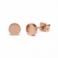 Rosekleurige Ronde Oorstekers RVS 6mm -