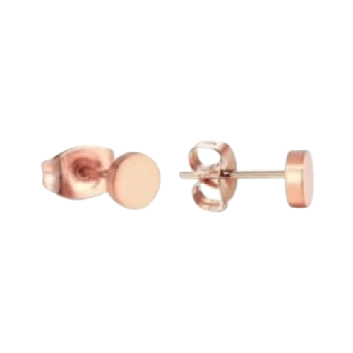 Rosekleurige Ronde Oorstekers RVS 5mm -