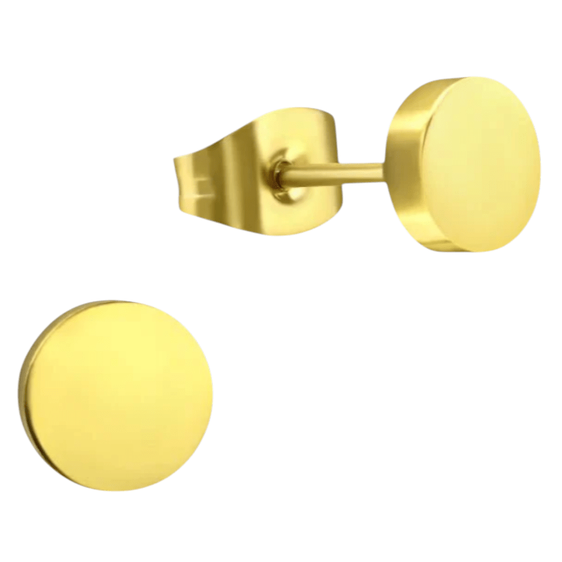 Goudkleurige Ronde Oorstekers RVS 10mm -