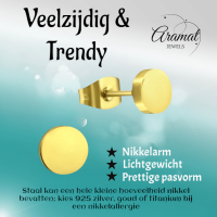 Goudkleurige Ronde Oorstekers RVS 10mm -