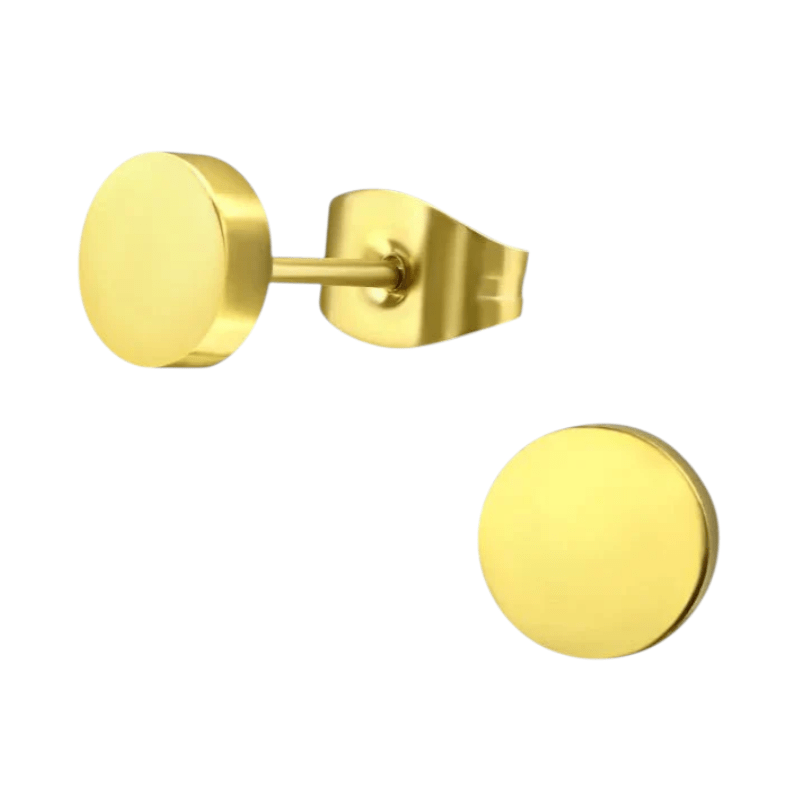 Goudkleurige Ronde Oorstekers RVS 8mm -