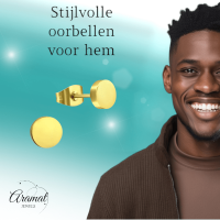 Goudkleurige Ronde Oorstekers RVS 8mm -