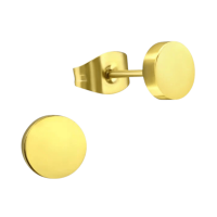 Goudkleurige Ronde Oorstekers RVS 8mm -