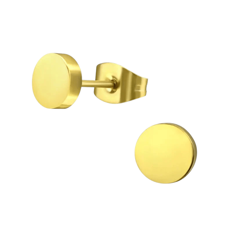 Goudkleurige Ronde Oorstekers RVS 7mm -