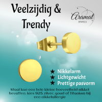 Goudkleurige Ronde Oorstekers RVS 7mm -