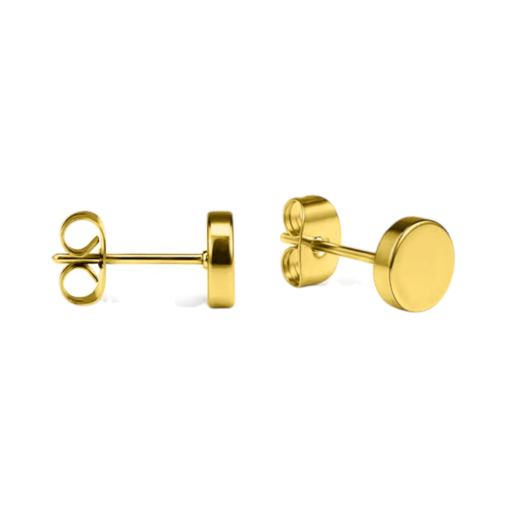 Goudkleurige Ronde Oorstekers RVS 6mm -