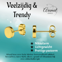 Goudkleurige Ronde Oorstekers RVS 5mm -