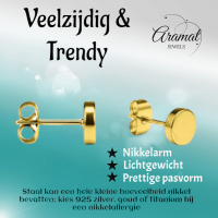 Goudkleurige Ronde Oorstekers RVS 4mm -