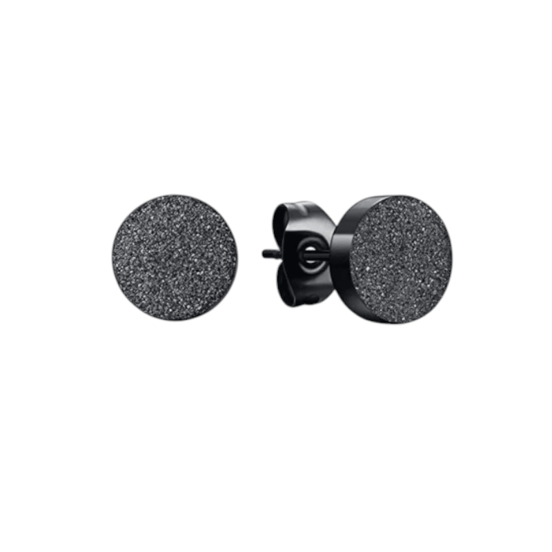 Zwarte Stalen Oorstekers Mat 8mm -