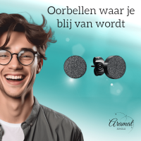 Zwarte Stalen Oorstekers Mat 8mm -