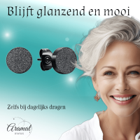 Zwarte RVS Oorstekers Mat 7mm Sandblasted -