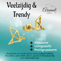 RVS Goudkleurige Vogel Oorbellen Origami -