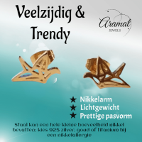 Goudkleurige Vogel Oorbellen Origami 9mm -