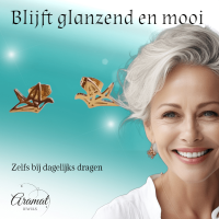 Goudkleurige Vogel Oorbellen Origami 9mm -