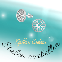 Zilverkleurige Oorbellen Azteken Motief 10mm -
